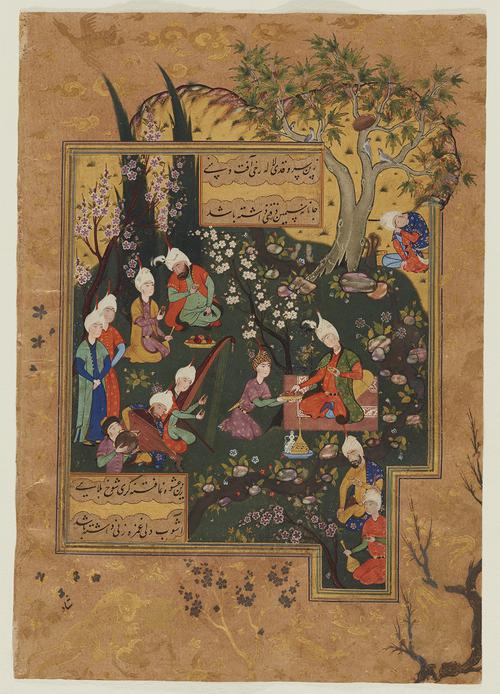 AKM282.29, Princely Entertainment in a Garden, Folio from a manuscript of the Collected Works (Divan) of Sultan Ibrahim Mirza (fol. 29), Fol.29v