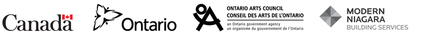 Canada logo, Ontario logo, Ontario Arts Council logo, and Modern Niagara logo