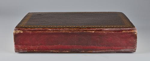 Spine of manuscript leather binding with no decoration