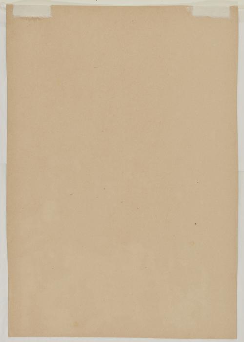 Paper folio page back, plain beige no markings, white hinges at the top left and right corners.