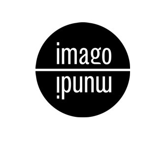 Black and white Imago Mundi circular logo